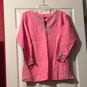 Willi Smith Pink Embroidered Tunic